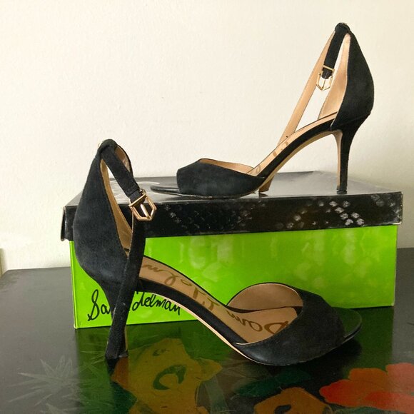 LIKE NEW! Black Porchia Sam Edelman Suede High Heel Shoes -  7M - Picture 3 of 13